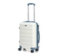 CMY Hard Shell PC Carry on Cabin Approved 20'' Lightweight Suitcase Luggage Trolley with 4 Spinner Wheels TSA Combination Lock Suitcase Approved by Over 100+ Airlines (White)