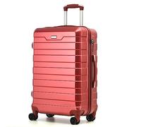 CMY Hard Shell PC Carry on Cabin Approved 20'' Lightweight Suitcase Luggage Trolley with 4 Spinner Wheels TSA Combination Lock Suitcase Approved by Over 100+ Airlines (Red Wine)