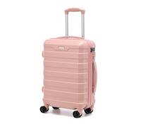 CMY Hard Shell PC Carry on Cabin Approved 20'' Lightweight Suitcase Luggage Trolley with 4 Spinner Wheels TSA Combination Lock Suitcase Approved by Over 100+ Airlines (Pink)