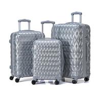 CMY Hardshell Suitcase Luggage | Durable Suitcases | Lightweight & Secure with Combination Lock | Smooth 4 Dual Spinner Wheels | Ideal Travel Bag & Luggage Sets (Silver, 3 Piece Full Set)