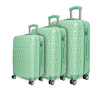 CMY Hardshell Suitcase Luggage | Durable Suitcases | Lightweight & Secure with Combination Lock | Smooth 4 Dual Spinner Wheels | Ideal Travel Bag & Luggage Sets (Green, 3 Piece Set)