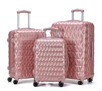 CMY Hardshell Suitcase Luggage | Durable Suitcases | Lightweight & Secure with Combination Lock | Smooth 4 Dual Spinner Wheels | Ideal Travel Bag & Luggage Sets (Rose Gold, 3 Piece Full Set)