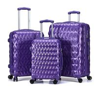 CMY Hardshell Suitcase Luggage | Durable Suitcases | Lightweight & Secure with Combination Lock | Smooth 4 Dual Spinner Wheels | Ideal Travel Bag & Luggage Sets (Purple, 3 Piece Full Set)