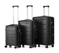 CMY Hardshell Suitcase Luggage | Durable Suitcases | Lightweight & Secure with Combination Lock | Smooth 4 Dual Spinner Wheels | Ideal Travel Bag & Luggage Sets (Black, Full 3 Piece Set)