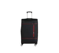 CMY Large Soft Shell Lightweight Suitcase 4 Spinner Double Wheels Durable Luggage Expandable 28 Inch (Black)