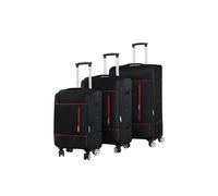 CMY Luggage Set of 3 Soft Shell Lightweight Travel Bag Suitcase Sets 4 Spinner Double Wheels Durable 3 Digit Combination Lock Expandable Cabin Medium Large (Black)