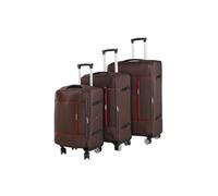 CMY Luggage Set of 3 Soft Shell Lightweight Travel Bag Suitcase Sets 4 Spinner Double Wheels Durable 3 Digit Combination Lock Expandable Cabin Medium Large (Brown)