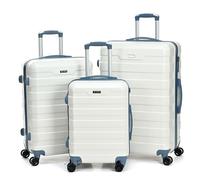 CMY Set of 3pc Suitcases Lightweight Hard Shell Check in Luggage ABS with 4 Dual Spinner Wheels 3 Digit TSA Combination Lock Small Medium Large (White)
