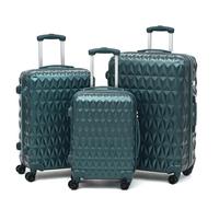 CMY Suitcase Hard Shell / 4 Spinner Wheels/ABS Cabin and Hold Luggage/Combination Lock/Lightweight Approved for Most Airlines (Dark Green, 3 Piece Set)