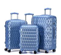 CMY Suitcase Hard Shell / 4 Spinner Wheels/ABS Cabin and Hold Luggage/Combination Lock/Lightweight Approved for Most Airlines (ICE Blue, 3 Piece Set)