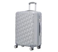 CMY Suitcase Large Size Hard Shell Lightweight 4 Dual Spinner Wheels Trolley Luggage Suitcases 28" Hold Check in Luggage Combination Lock Telescopic Handle (Silver, 28)