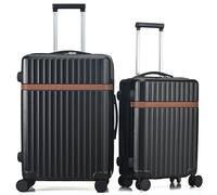 CMY Suitcase Luggage Set | Lightweight Hard Shell Suitcases | 4 Silent Dual Spinner Wheels | 3 Digit Combination Lock | Aluminium Telescopic Handle | 2 Pcs Sets (Black, Cabin 20" + Large 28")