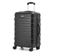 CMY Suitcase Medium Size Hard Shell Lightweight 4 Dual Spinner Wheels Trolley Luggage Suitcase Medium 24" Hold Check in Luggage TSA Combination Lock (Black)