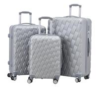 CMY Suitcase Set Hard Shell Suitcases Lightweight 3 Digit Combination Lock 4 Dual Spinner Wheels 3 Pcs suitcases & Travel Bags Luggage Sets Luggage with Telescopic Handle (Silver, 3 Piece Set)