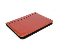CMY Zippered Padfolio PU Leather Portfolio Case, 2 Colors Executive Business Conference Folder Document Organizer with Letter/A4 Size Clipboard, Business Card Holder (Brown)