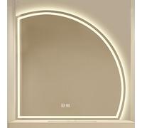 CMYAOYC Fashion Semicircle LED Wall Mounted Bathroom Mirror, Anti-Fog, Dimmable, Front lit, Bathroom Mirror with Led Lights, Vanity Mirror (Color : Lower Left Cut, Size : 80cm/31in)