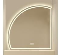 CMYAOYC Fashion Semicircle LED Wall Mounted Bathroom Mirror, Anti-Fog, Dimmable, Front lit, Bathroom Mirror with Led Lights, Vanity Mirror (Color : Lower Right Cut, Size : 80cm/31in)