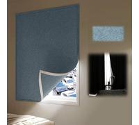 CMYAOYC Window Insulation Curtain, Self Adhesive Thermal Window Cover, Linen Look Blackout Curtain, Farmhouse Country Style Cotton Curtains for Living Room, Bedroom(Blue,Width 180cm*Height 200cm)