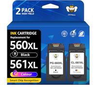 CMYBabee 560 561 XL Ink Cartridges Replacement for Canon PG-560 CL-561 Compatible with Canon PIXMA TS5350i TS7450i TS5351i TS7451 TS5350 TS5350a TS5352 TS5300 Series (1 Black, 1 Colour, 2-Pack)