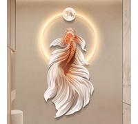 CMYCYDDPLY 3D Koi Fish Wall Art with LED Light Feng Shui Glowing Wall Decor
