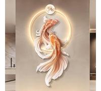 CMYCYDDPLY 3D Koi Fish Wall Art with LED Light Feng Shui Glowing Wall Decor