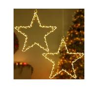 CMYK 2 Packs Christmas Window Lights, 120 LED Stars Christmas Lights with Remote & Timer, 8 Modes Battery Operated Hanging Twinkle Xmas, Decorations for Party Bedroom Home Indoor Outdoor