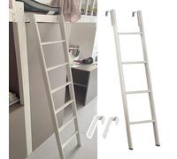 CMYUN Replacement White Twin Bunk Bed Ladder Only, Rv Bunk Bed Ladder with Adjustable Hooks, Kids Adult Metal Step Climb Ladder, for Dorm Loft Home (Size : 116cm/45)