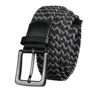 CMZYBBD Men's Belts Elastic Braided Belt Men’s High-end Golf Belt Youth Business Pin Buckle Belt For Jeans-black-grey-135cm