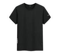 CMZYBBD Men's T-Shirts Men's Large Size Summer T-Shirt - Breathable Ice Silk Quick-Dry Loose Fit Short-Sleeve Running & Fitness Top-black-8xl