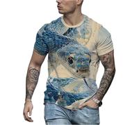 CMZYBBD Men's T-Shirts Men's Zodiac Snake Print T-Shirt, Spring & Summer, Round Neck, Short Sleeve, Comfortable, Breathable Casual Top-b-XXL