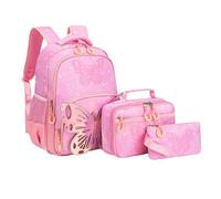 CMZYBBD Schoolbag 3pcs Girls Backpack And Lunch Bag Set For School Elementary,school Bags Book Bags Backpacks Lunchbox Combo Waterproof-rose Red