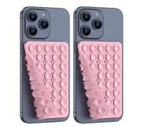 2PACK Silicone Double Sided Suction Phone Case Mount, Detachable Hands Free & Strong Grip Holder for Selfies & Videos, Compatible iPhone Android (Light Pink, 2Pack 40 Suction Cups)
