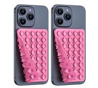 CMZZ 2PACK Silicone Double Sided Suction Phone Case Mount, Detachable Hands Free & Strong Grip Holder for Selfies & Videos, Compatible iPhone Android (2Pack Pink, 40 Suction Cups)