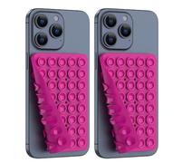 2PACK Silicone Double Sided Suction Phone Case Mount, Detachable Hands Free & Strong Grip Holder for Selfies & Videos, Compatible iPhone Android (Rose Red, 2Pack 40 Suction Cups)