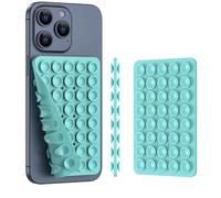 Double Sided Silicone Suction Phone Holder Mount, Silicon Phone Accessory for iPhone and Android, Hands-Free Mirror Shower Phone Holder, TikTok Videos and Selfies (Light Blue, 1PCS)