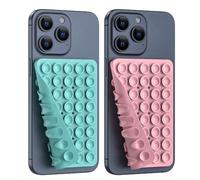 CMZZ Double Sided Silicone Suction Phone Holder Mount, Silicon Accessory for iPhone and Android, Hands-Free Mirror Shower Phone Holder, TikTok Videos and Selfies (Light Blue+Sand Pink)