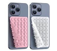 CMZZ Double Sided Silicone Suction Phone Holder Mount, Silicon Accessory for iPhone and Android, Hands-Free Mirror Shower Phone Holder, TikTok Videos and Selfies (Light Pink+Transparent)