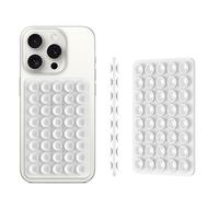 CMZZ Silicone Double Sided Suction Phone Case Mount, Detachable Hands Free & Strong Grip Holder for Selfies & Videos, Compatible iPhone Android (White, 1Pack)