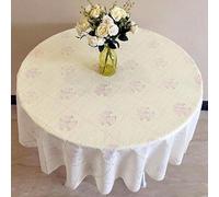 CMZZM Dia 80-130cm Lace Flower Round Pvc Table Cloth Wipe Clean Pvc Table Cloth Round Table For Circular Table Home Dinning Table