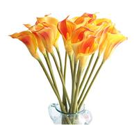 cn-Knight 10pcs Artificial Calla Lily,67cm Long Stem Calla Lilies Artificial Flowers,Upgrade Design Arum Lily for Home Décor Centerpieces in Tall Vase,Wedding Décor,Bridal Bouquets(Orange)