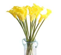 cn-Knight 10pcs Artificial Calla Lily,67cm Long Stem Calla Lilies Artificial Flowers,Upgrade Design Arum Lily for Home Décor Centerpieces in Tall Vase,Wedding Décor,Bridal Bouquets(Yellow)