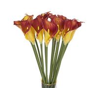 cn-Knight 10pcs Artificial Calla Lily,67cm Long Stem Calla Lilies Artificial Flowers,Upgrade Design Arum Lily for Home Décor Centerpieces in Tall Vase,Wedding Décor,Bridal Bouquets(Dark Red)
