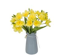 cn-Knight 2pcs Artificial Daffodil Bundles,16 Inch Faux Daffodil Stems with 18pcs Latex Fake Flowers,Premium Artificial Flowers for Home Decor Centerpiece DIY Wedding Bouquet Supply,Yellow