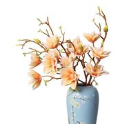 cn-Knight 3pcs Artificial Magnolia Flower Branches, 31 Inch Long Stem Faux Floral, Premium Faux Bloom for Home Decor, Centerpieces, and Wedding Arrangements, Champagne