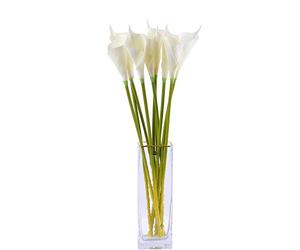 cn-Knight Artificial Calla Lily 10pcs 26 Inch Long Stem Arum Lily for Home Décor Centerpieces Wedding Bridal DIY Bouquet(White)