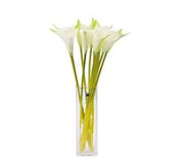 cn-Knight Artificial Calla Lily 12pcs 20 Inch Long Stem Arum Lily for Home Décor Centerpieces Wedding Bridal DIY Bouquet(White with Green apex)