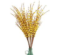 cn-Knight Artificial Flower 10pcs 26'' Long Stem Winter Jasmine Faux Flower Fake Shrub Blossom for Wedding Home Décor Office Centerpiece Reception Hotel Restaurant Patio Still Life Props(Yellow)