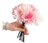 cn-Knight Artificial Flower 3 Bundles of 11" Silk Daisy Bouquet for Wedding Bridal Toss Bouquet Bridesmaid Corsages Boutonniere Home Décor Office Baby Shower Party Centerpieces(Princess Pink)