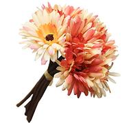 cn-Knight Artificial Flower 3 Bundles of 11" Silk Daisy Bouquet for Wedding Bridal Toss Bouquet Bridesmaid Corsages Boutonniere Home Décor Office Baby Shower Party Centerpieces(Red&Pink Gradient)