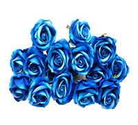cn-Knight Artificial Rose in Bulk Wholesale 20pcs 10'' Velvet Silk Rose with Wire Stem Real Looking Fake Flower for Wedding Bridal Bouquet Home Décor Flower Wall Hair Flower Hat Trim (Blue)